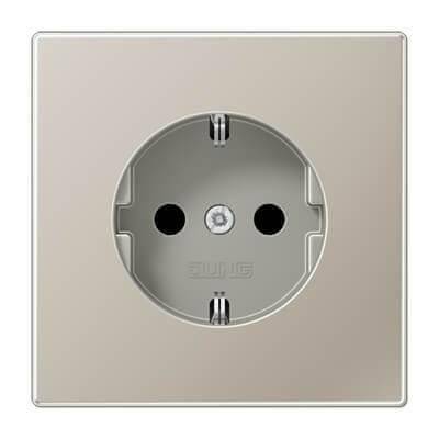 Розетка с заземлением безвинтовой зажим Jung LS 990 edelstahl ES1520
