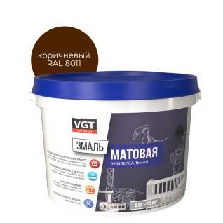 Эмаль универсальная VGT ВД-АК-1179 матовая коричневая RAL 8011 2.5 кг