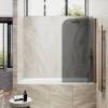 Шторка на ванну MaybahGlass MGV-604-2 поворотная, на монопетле, стекло графит матовый, профиль бронза, 1400x400