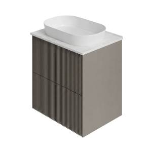 Тумба с раковиной La Fenice Terra Twin Cappuccino NFNC-01-TER-C-60-2-3-M-GG бежевая матовая, 60 см