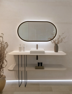 Зеркало DQ München (Мюнхен) DQMMUC9045LTBLK с LED подсветкой, черный, 90x45 см