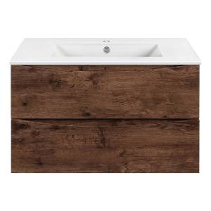 Тумба под раковину Vincea Mia VMC-2MC800RW 800 подвесная, 2 выкатных ящика soft close, R.Wood (распродажа)