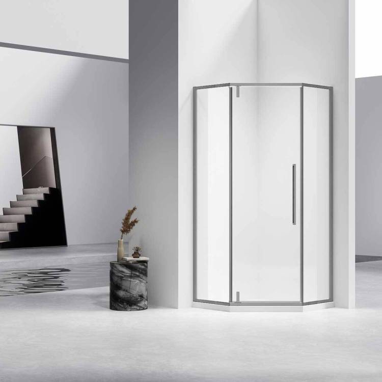 Душевой уголок Vincea Slim-N VSP-4SN100CLGM профиль вороненая сталь, стекло прозрачное, 100x100x195