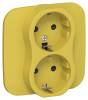 Розетка 2-местная с заземлением и шторками IEK Flite FI-R24A-16-1-K44 желтый карри