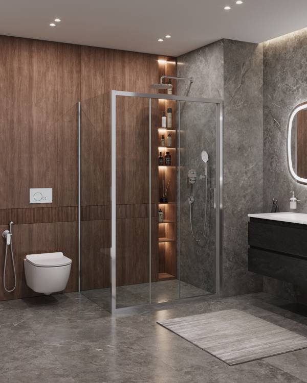 Душевой уголок Cezares MOLVENO-AHF-31-120/80-C-CR-IV профиль хром, стекло прозрачное, 120x80x195