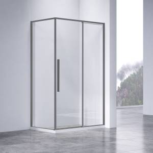 Душевой уголок Vincea Slim-N VSR-4SN9012CLGM профиль вороненая сталь, стекло прозрачное, 120x90x200