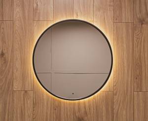 Зеркало Art&Max Asti AM-Ast-800-DS-FNC-Nero с подсветкой, Черное, 80x80