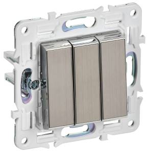 Выключатель 3-клавишный IEK Skandy SK-V30-0-10-K50 никель