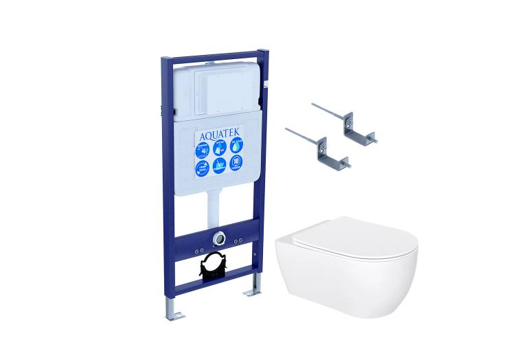 Комплект Aquatek Европа New Set AQUATEK ЕВРОПА New-KKI2 инсталляция + унитаз с сиденьем микролифт