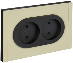Розетка 2-местная с защитными шторками IEK Forte&Piano FP-R23-10-1-M-K41 серый сланец