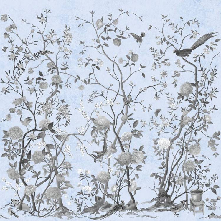 Фреска Ortograf Flora 31245 Spring melody blue Филиграна со стразами FM-F/S