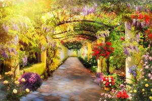 3D Фотообои Artegrafico «Цветущая оранжерея» RASH-027 песок