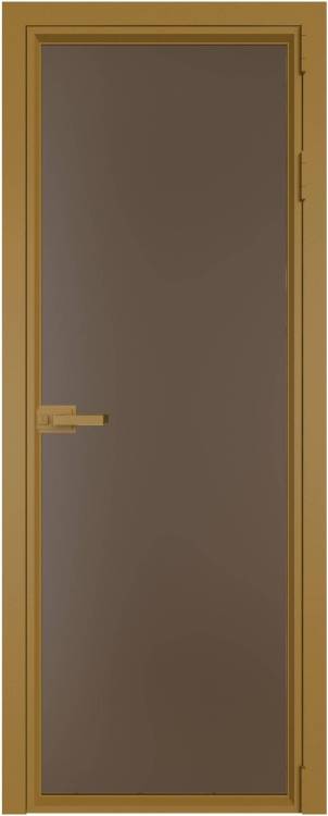 Межкомнатная дверь Profil Doors 1 AV цвет профиля Золото, стекло безопасное 6 мм монохром гляссе 700x2000