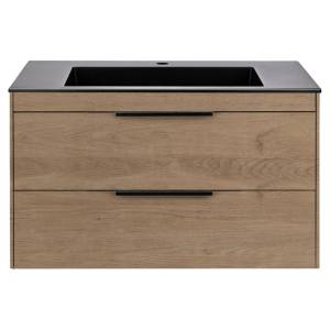 Тумба с раковиной Vincea Chiara 2D VMC-2C2800NO Бежевый, черная раковина