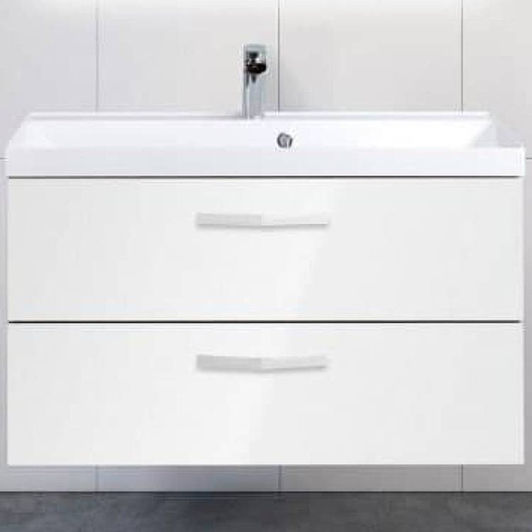 Тумба под раковину Belbagno Aurora AURORA-900-2C-SO-BL 90x45x50 Bianco Lucido подвесная с двумя выкатными ящиками