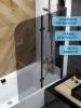 Шторка на ванну Watersense Nancy W00220 профиль черный матовый, стекло тонированное, 100x140 фото 3