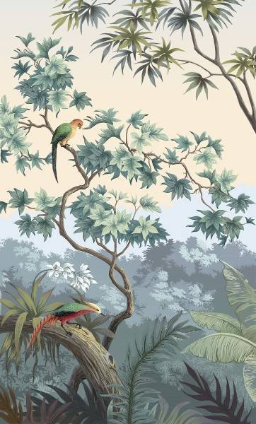 3D Фотообои Artegrafico «Пейзаж с экзотическими птицами» TP-017 канвас