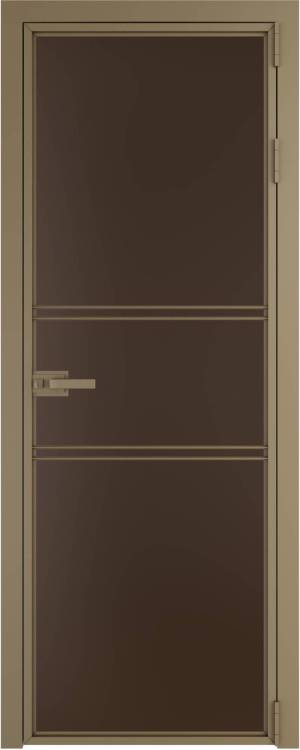 Межкомнатная дверь Profil Doors 2 AX цвет профиля Шампань, стекло безопасное 6 мм монохром шоколад 800x2000