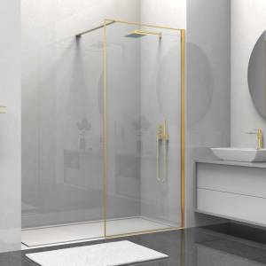 Душевая перегородка Vincea Walk-In VSW-1HS100CLG профиль брашированное золото, стекло прозрачное, 100x200