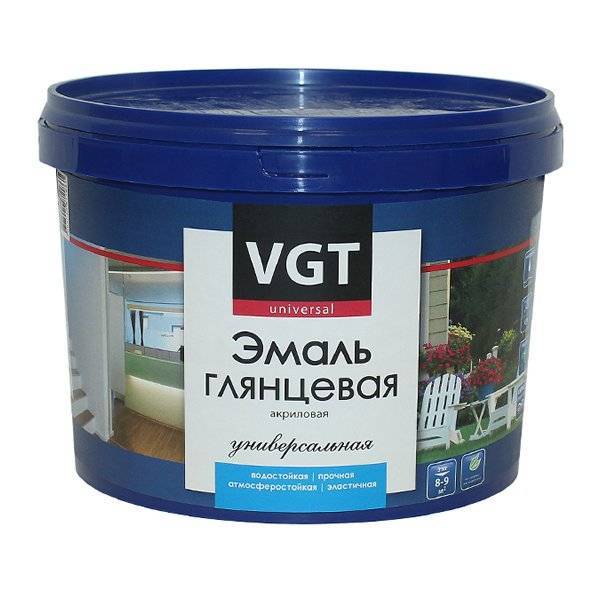 VGT ВД-АК-1179 ЭМАЛЬ АКРИЛОВАЯ ГЛЯНЦЕВАЯ, универсальная, база А, супербелая (0,5кг)