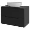Тумба с раковиной Orange Line Li-70TubMDF+B05-480W черный матовый, 70 см