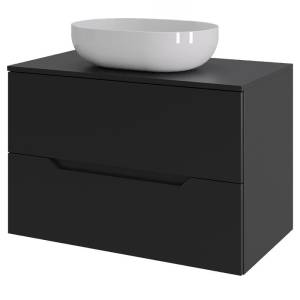 Тумба с раковиной Orange Line Li-70TubMDF+B05-480W черный матовый, 70 см
