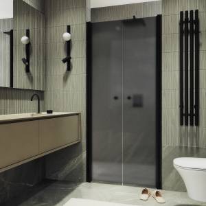 Душевая дверь в нишу MaybahGlass MGD-429-6 профиль черный, стекло графит матовый, 1980x1200