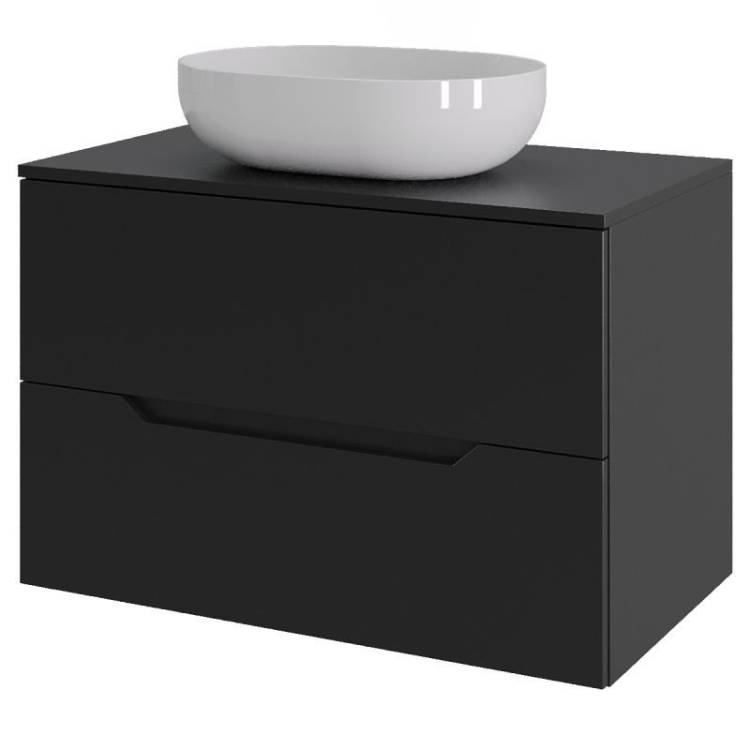 Тумба с раковиной Orange Line Li-70TubMDF+B05-480W черный матовый, 70 см