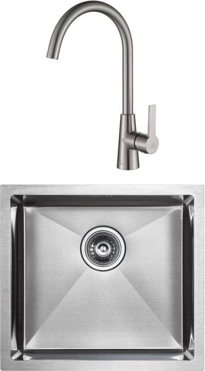 Комплект Paulmark Marx PM214844-BS брашированная нерж. сталь + Смеситель Paulmark Holstein Ho212065-NI для кухонной мойки