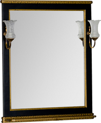 Зеркало Aquanet Валенса 80 черный краколет, золото, с полкой