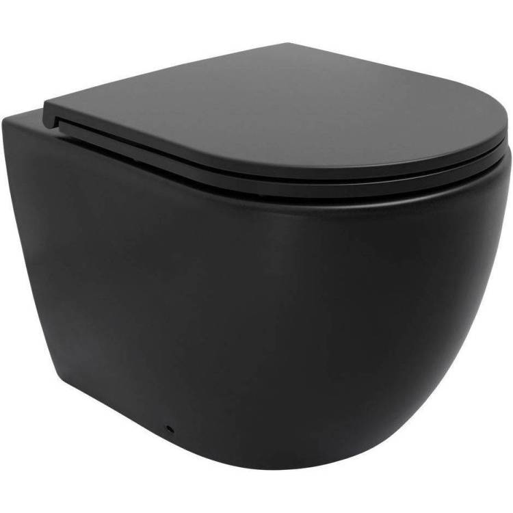 Унитаз приставной Allen Brau Reality 4.32004.31 + 4.32007.31 безободковый, с крышкой-сиденьем микролифт, черный матовый