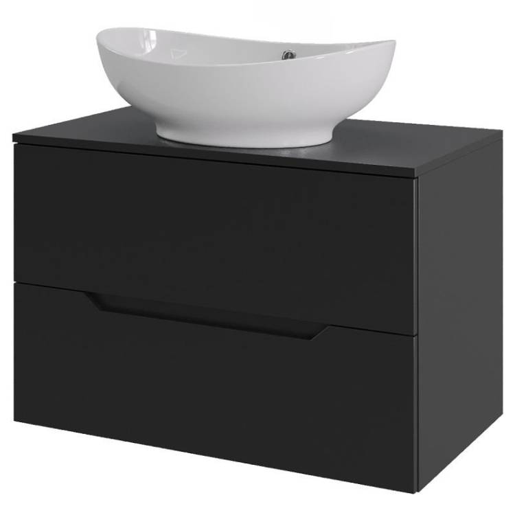 Тумба с раковиной Orange Line Li-70TubMDF+B08-585W черный матовый, 70 см