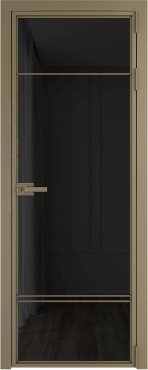 Межкомнатная дверь Profil Doors 4 AX цвет профиля Шампань, стекло безопасное 6 мм черное тонированное 800x2000