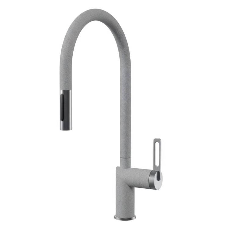 Смеситель для кухни Granula GR-8172 базальт, с выдвижным изливом