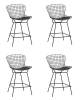 Набор из 4 полубарных стульев Stool Group Bertoia BTY-24L-P6 BL/BL X4 черный с низкой спинкой