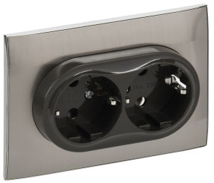 Розетка 2-местная с заземлением IEK Skandy SK-R21-16-K50-F никель