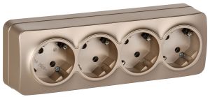 Розетка 4-местная с заземлением IEK Glory ERH41-K37M-16 шампань матовый