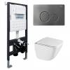 Унитаз с инсталляцией Abber Rechteck AC1220TC-AC0105-AC0121NG безободковый, сиденье микролифт, кнопка никель