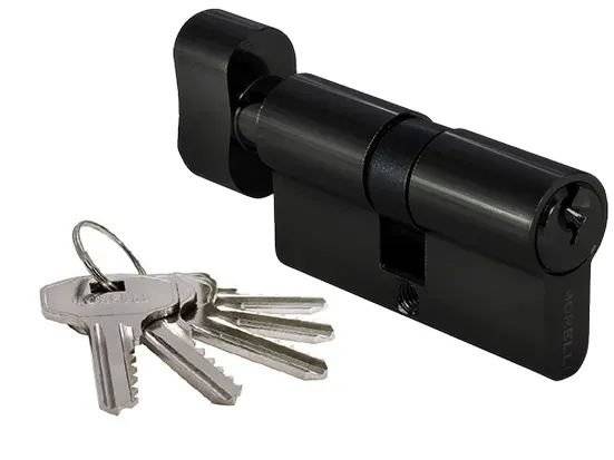 Цилиндр ключевой Morelli 70CK BL черный, 70 мм