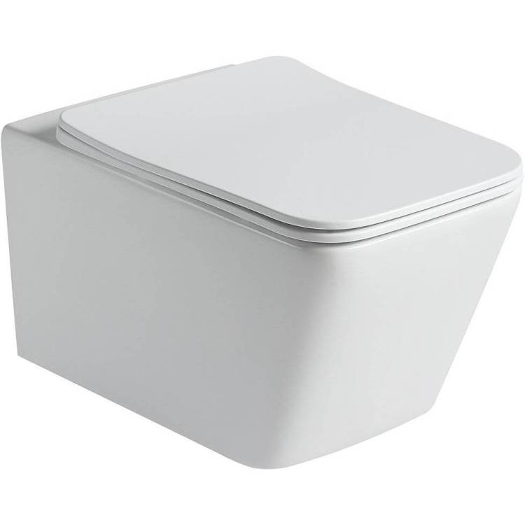 Унитаз подвесной SantiLine SL-5007MW безободковый, с крышкой-сиденьем микролифт