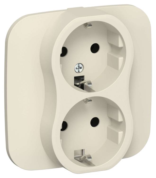 Розетка 2-местная с заземлением IEK Flite FI-R21A-16-1-K86 сливочный