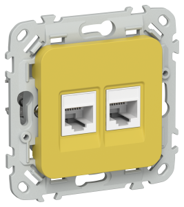 Розетка компьютерная RJ45 2-местная IEK Flite FI-K22-2-K44 желтый карри