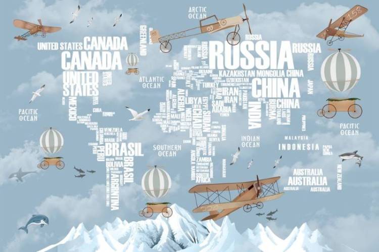 3D Фотообои Artegrafico «Детская карта из слов» KID-226 канвас