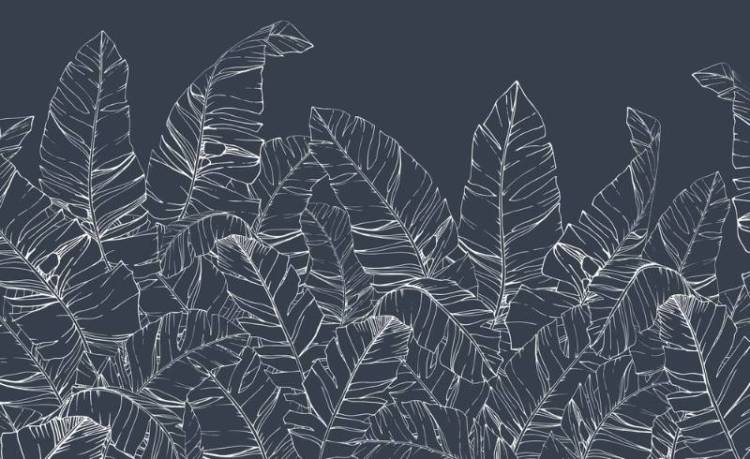 3D Фотообои Artegrafico «Композиция с листвой цвета лунного индиго» PL-079 канвас