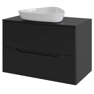 Тумба с раковиной Orange Line Li-70TubMDF+B07-500W черный матовый, 70 см