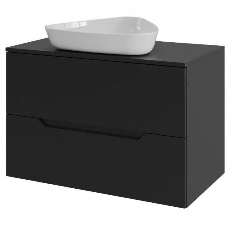 Тумба с раковиной Orange Line Li-70TubMDF+B07-500W черный матовый, 70 см