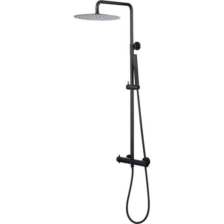 Душевая стойка Allen Brau Fantasy 5.11001-31 черная матовая, с термостатом