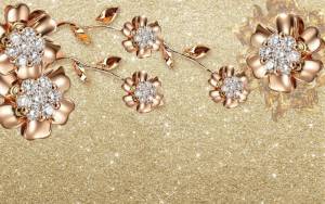 3D Фотообои Artegrafico «Ювелирные цветы на золотом песке» RH-132 канвас