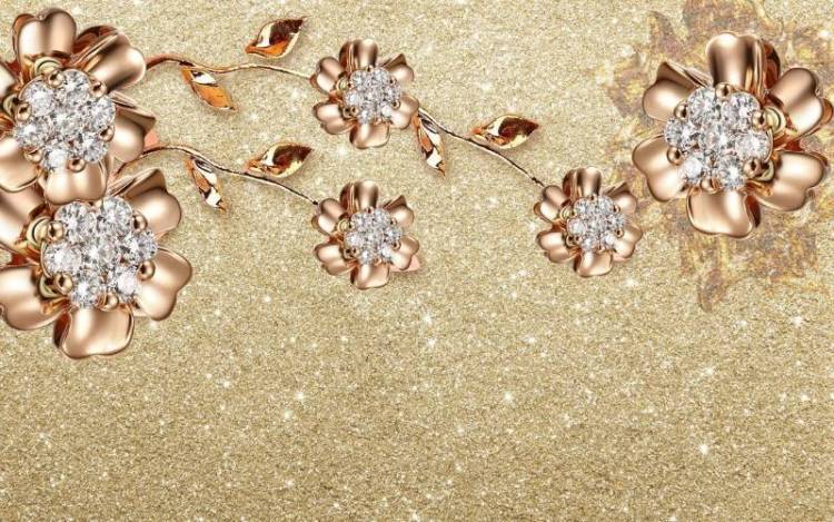 3D Фотообои Artegrafico «Ювелирные цветы на золотом песке» RH-132 канвас