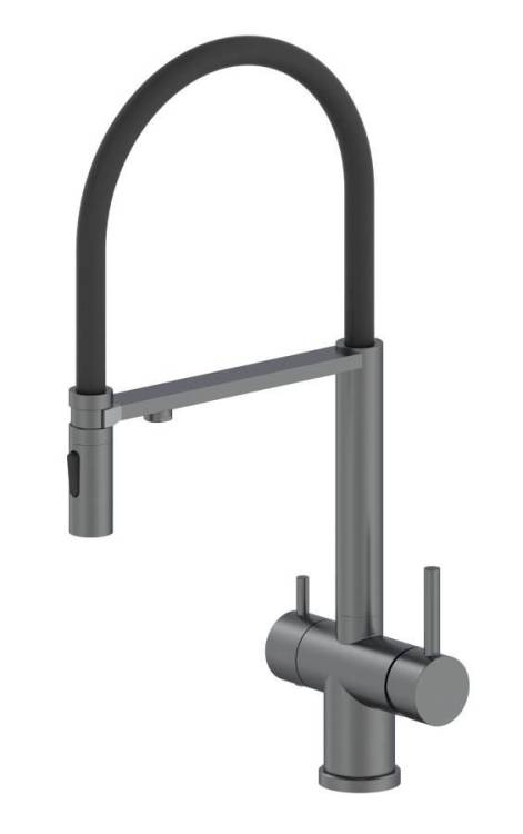 Смеситель для кухни Oliveeka K OL-458009-BGM с подключением к фильтру, оружейный металл